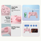 Wired Gamepad, Hall Effect Joysticks & Triggers, 1000Hz, Light Pink