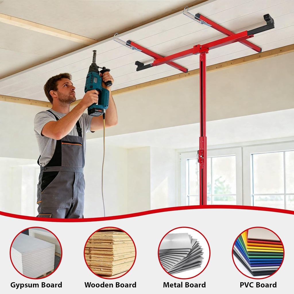 11FT Drywall Lift, Drywall Jack Lift for Ceiling | 360° Adjustable Drywall Panel Hoist, 150LBS Heavy Duty Drywall