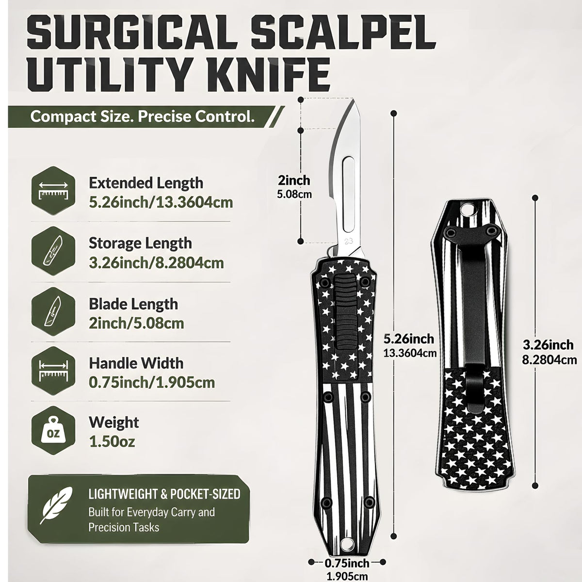 2-In-1 Safety Utility Knife Metal Snap-off blade