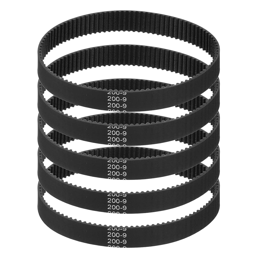 MECCANIXITY 200mm GT-2 Timing Belt 9mm Width 2mm Pitch Black 5pcs