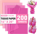 200 Pcs Pink Tissue Paper for Gift Bags,14"X20" Tissue Paper Bulk