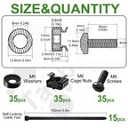 120Pcs M6 x 16mm Rack Mount Cage Nuts, Screws, Washers and Self-Locking Cable Ties, Server Rack Screws and Square Nuts for Rack Mount Server Cabinet, Shelves, Enclosures, Routers