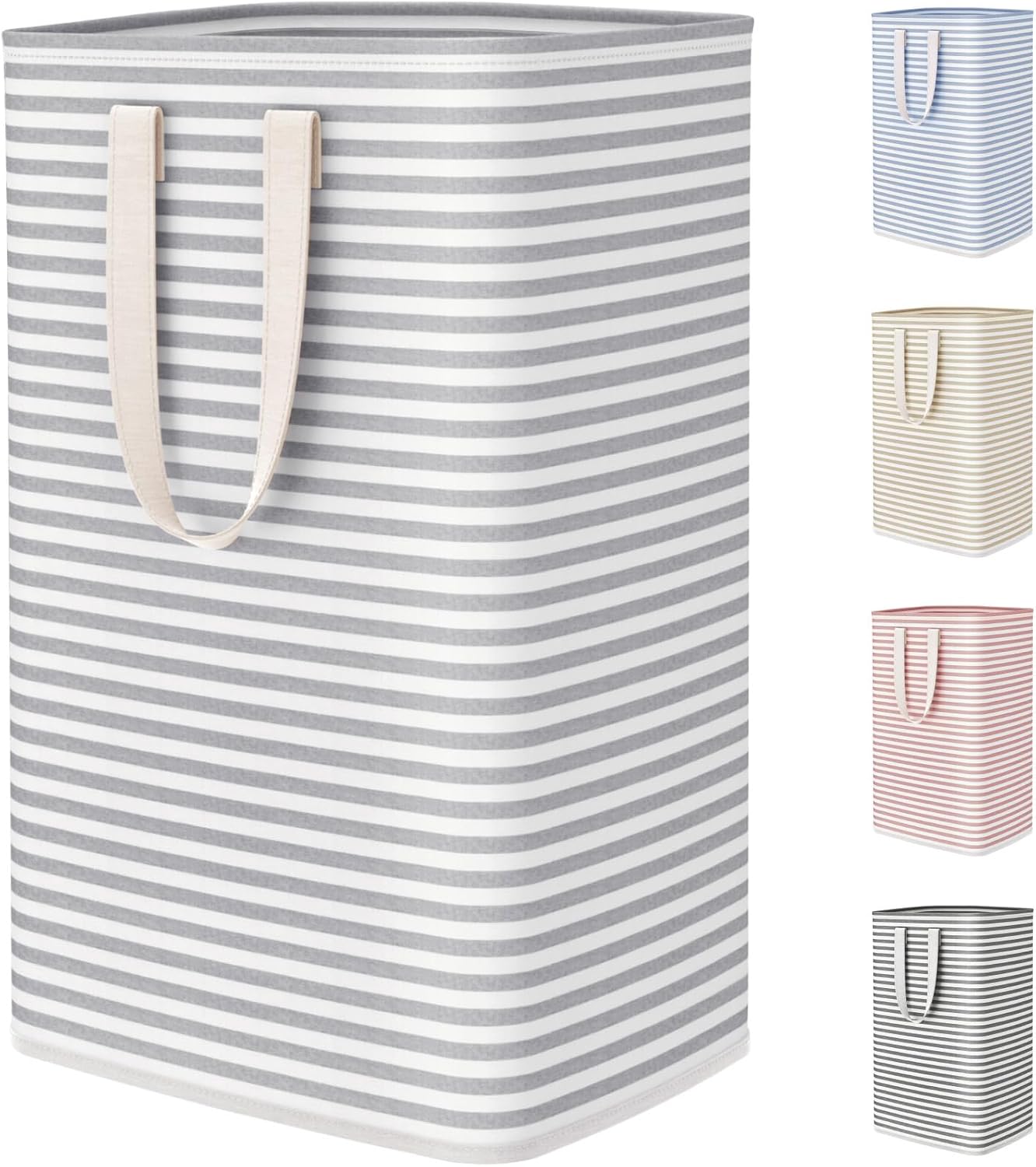 75L Large Collapsible Laundry Basket with Extended Handles, Grey | Foldable Laundry Hamper, Tall Dirty Clothes