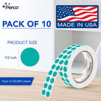 Teal Perforated Round Circle Dot Sticker 1/2-Inch Labels — 10 Rolls, 30,000 Stickers - Planners, Invitations for