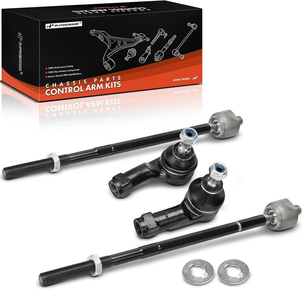 A-Premium Front Inner & Outer Tie Rod End Kit Fix Uneven Tire Wear