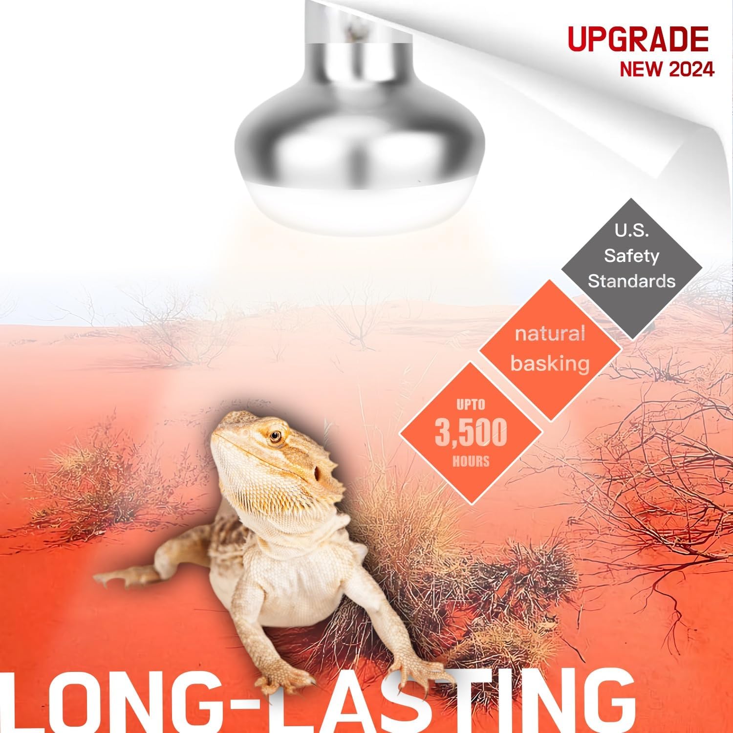 Basking Light for Reptiles, 2-Pack 100W Upgraded Intense Basking Spot, Reptile Heat Bulb Light, UVA Heat Lamp Bulbs
