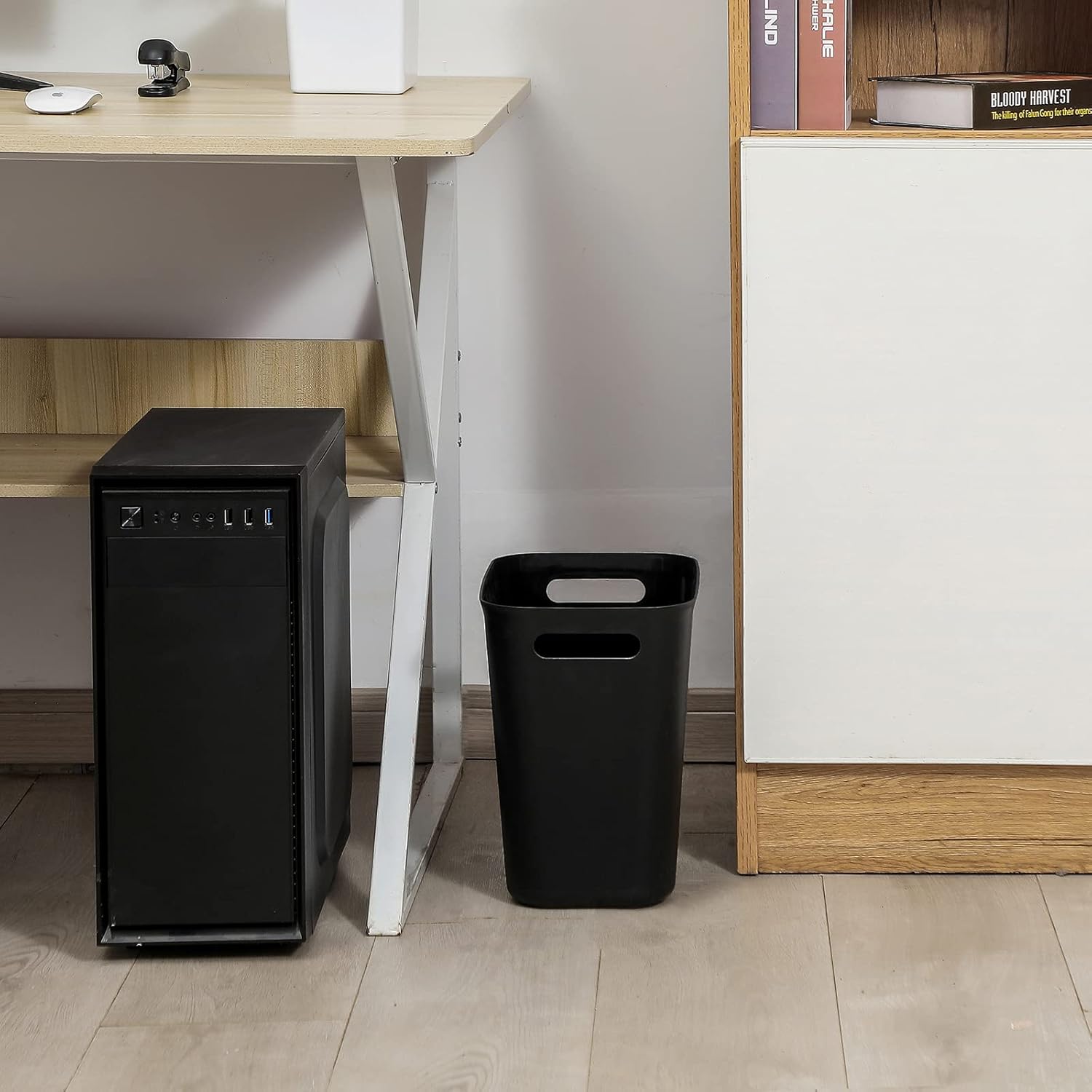 Plastic Small Trash Can Wastebasket, Garbage Container Basket for Bathrooms, Laundry Room, Kitchens, Offices, Kids