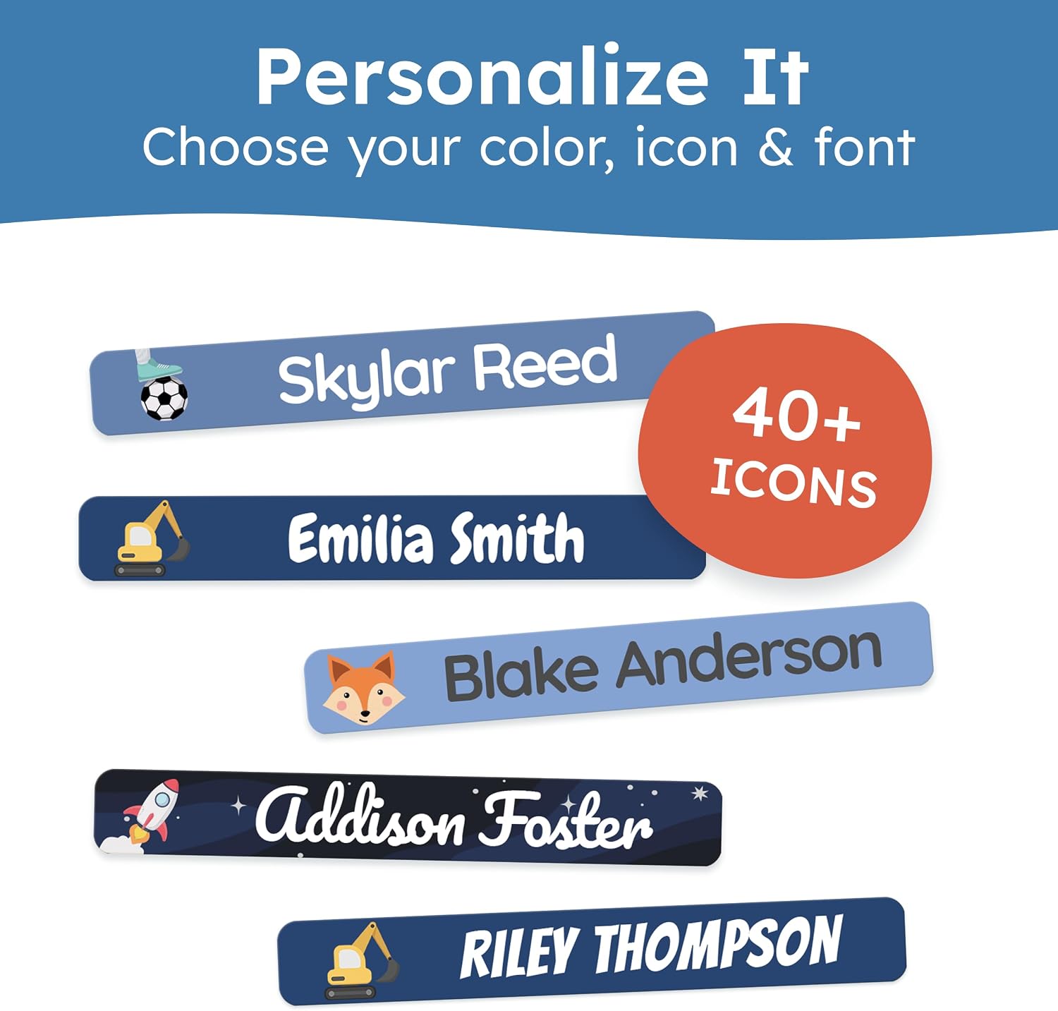 Personalized Kids Name Labels for Pencils Dark Blue [75pcs] - Waterproof Name Stickers for School & Daycare - Pencil