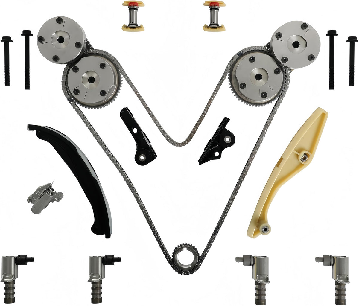 3.5L 3.7L V6 Timing Chain Kit VVT Phaser Sprocket Solenoid 2011-2017
