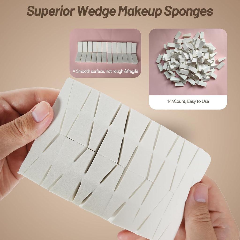 144 Pack Makeup Wedges Sponges Triangle Foam Latex-Free for Foundation