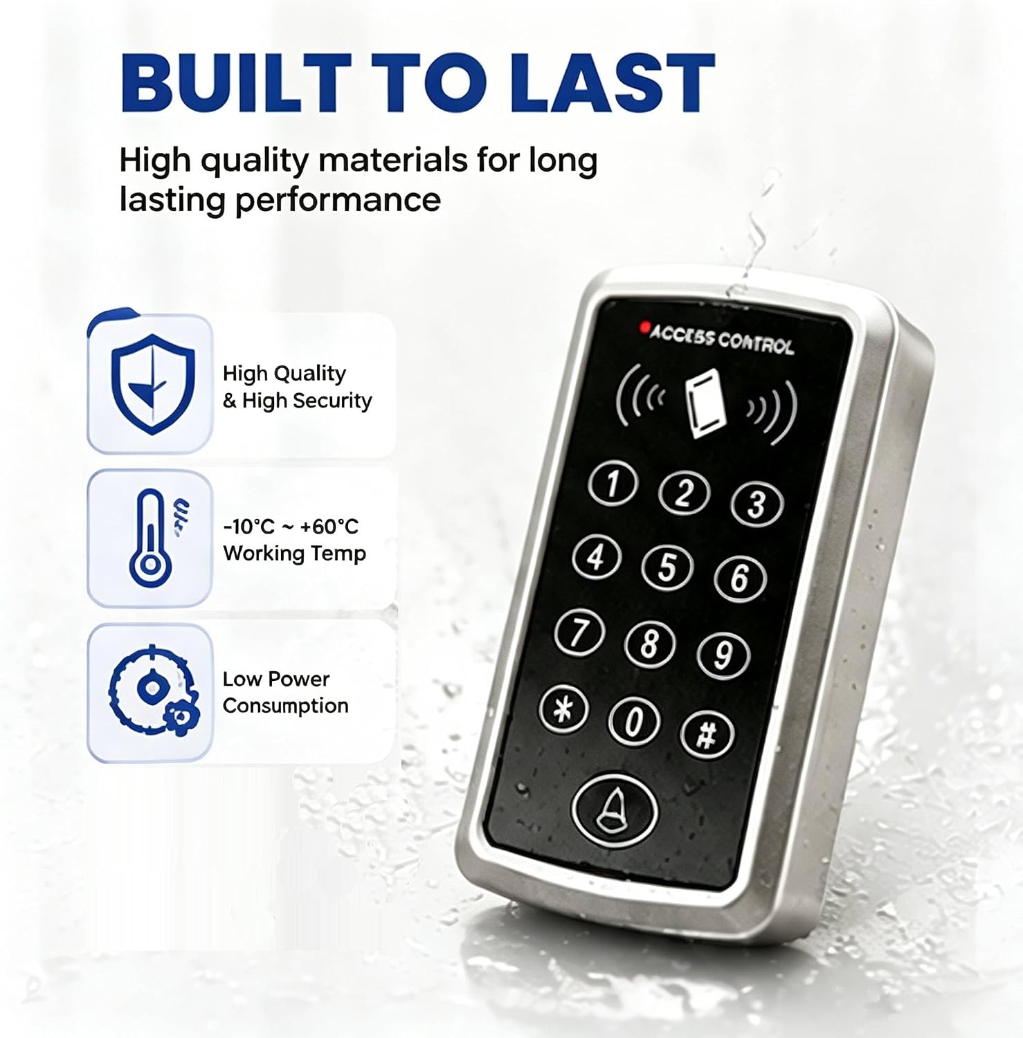 Door Access Control System Kit with NC Electric Strike Lock + 125KHz Access Control Keypad + DC12V 3A Power Supply +