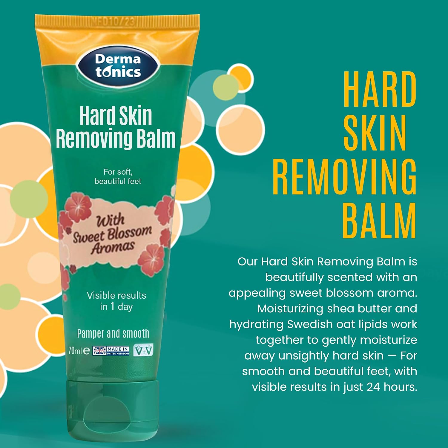 Hard Skin Removing Balm for Feet, 70ml | Foot balm for rough, callused feet, sweet blossom aroma, vegan friendly