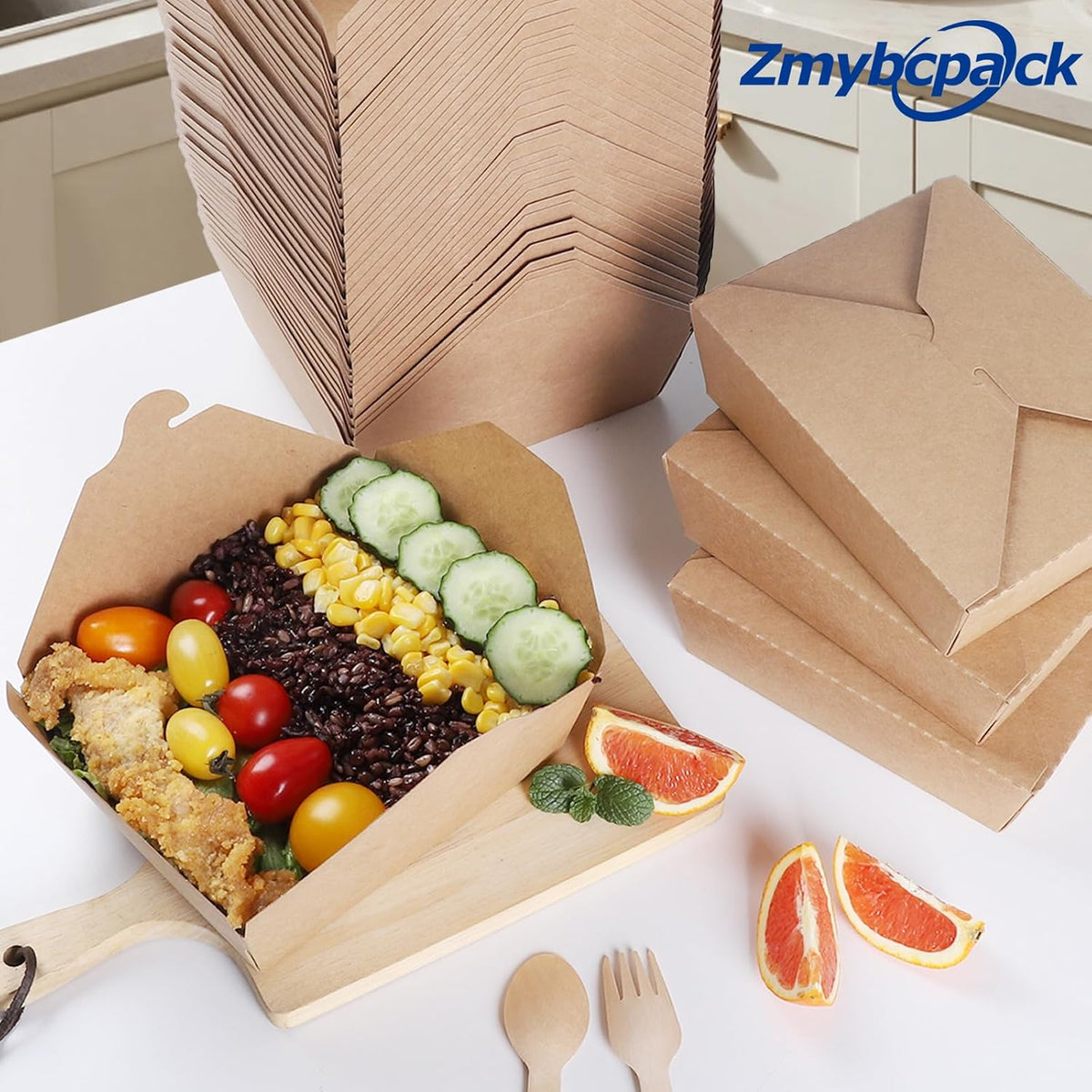 50 Pack Kraft Take Out Food Boxes, 36OZ Paper To Go Boxes