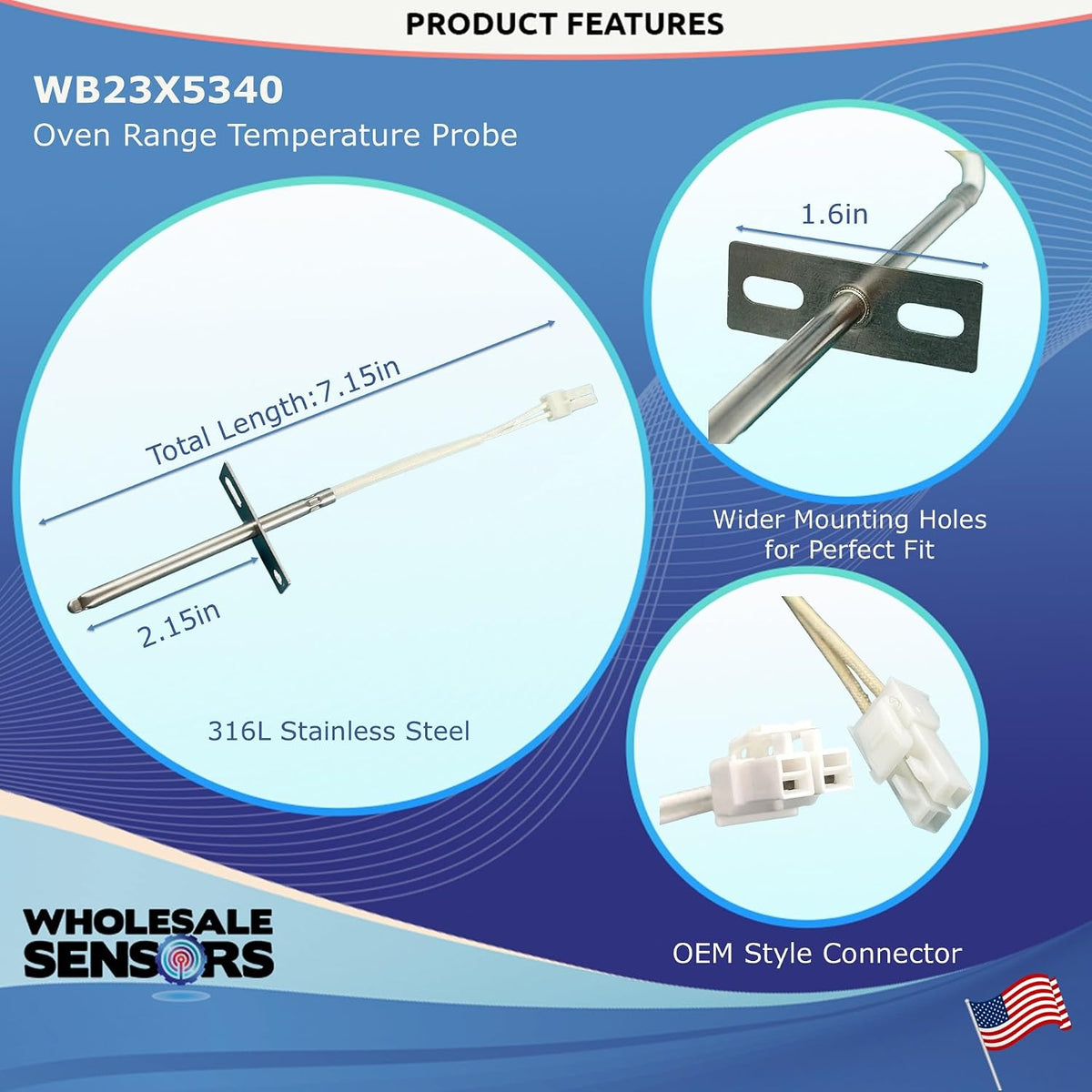 Replacement GE WB23X5340 Oven Temperature Probe 12 Month Warranty & USA Product Support