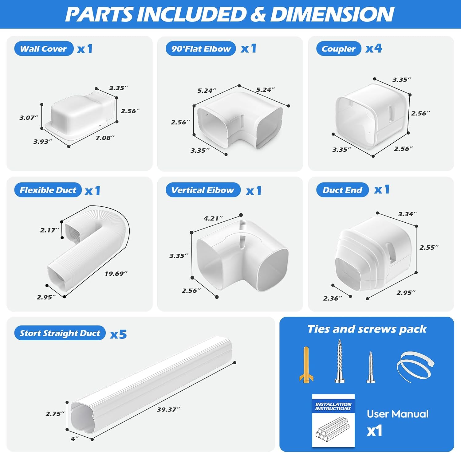 3'' 19 Ft Mini-Split Line Set Cover, AC Pipe Cover Line Hide Lineset Kit | Air Conditioner Mini Split Line Set Cover