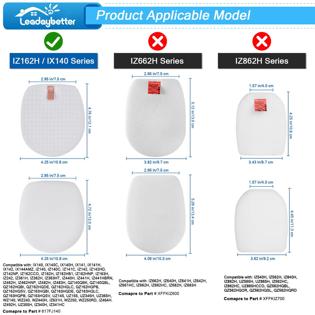 Leadaybetter IZ377H Filter Replacement for Shark Rocket Pet Pro IX140 IX141