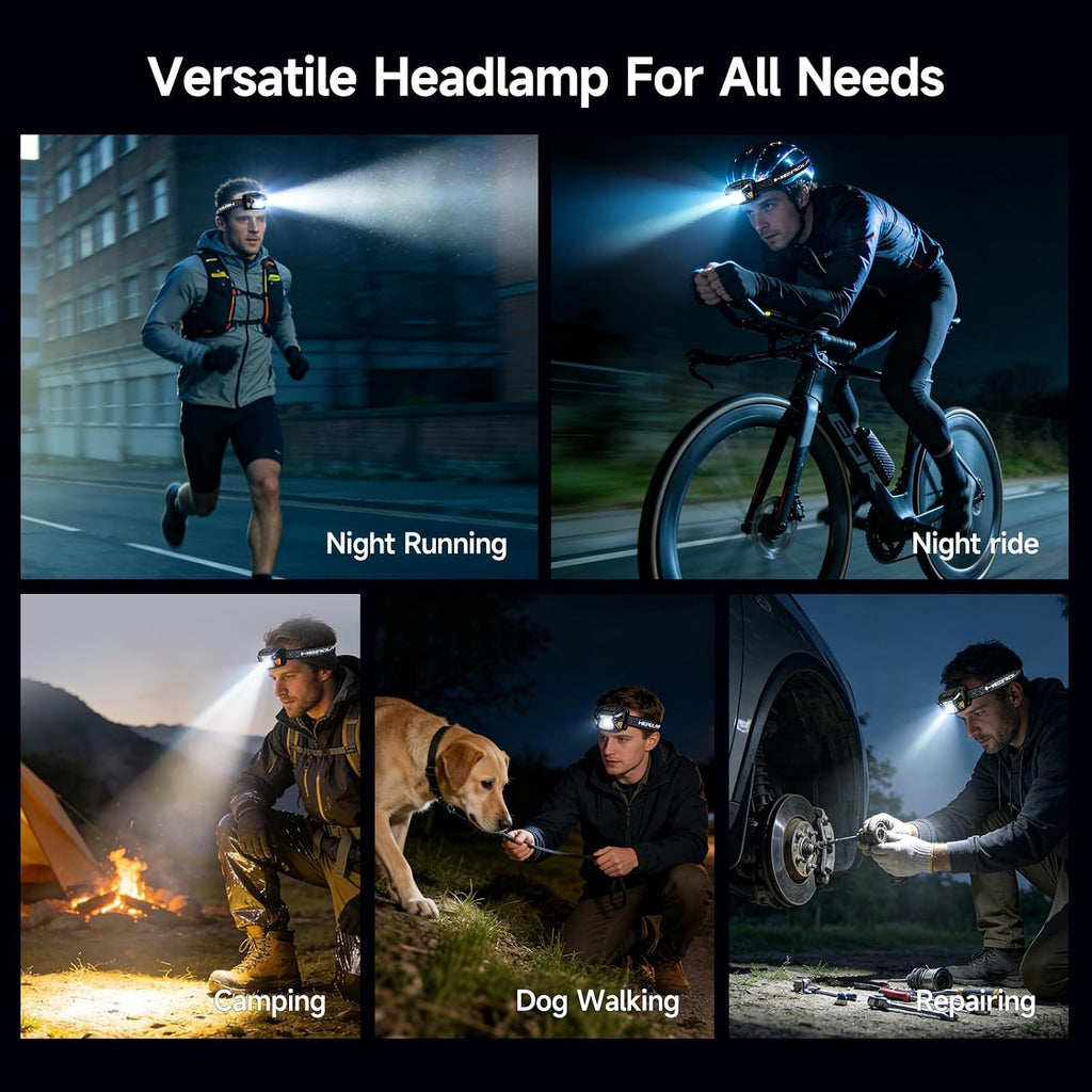 2 Sets High-End Comfortable Camping & Work Headlamp, Long Endurance Lighting 12 Hours, 1000+ LM High Brightness, IPX5