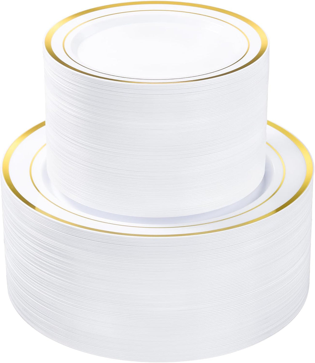 200PCS Gold Plastic Plate, Disposable Party Plates