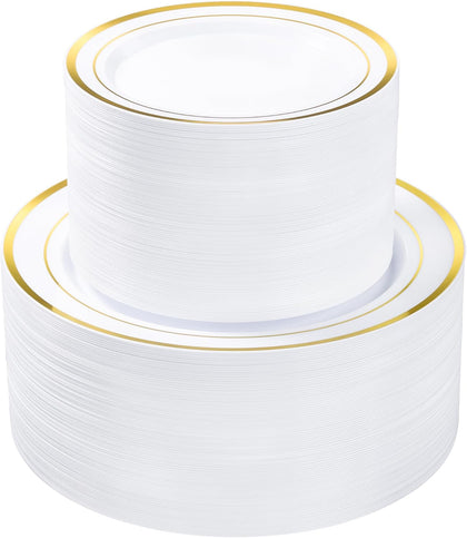 200PCS Gold Plastic Plate, Disposable Party Plates