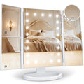 Makeup Mirror, Vanity Mirror with Lights, 2X/3X/10X Magnification, Touch Control, Trifold, Dual Power Supply