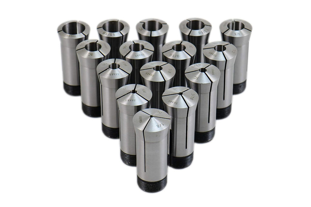 SHARS 15 PC 1/8"-1" by 16ths Precision 5C Collet Set 202-5287 M[