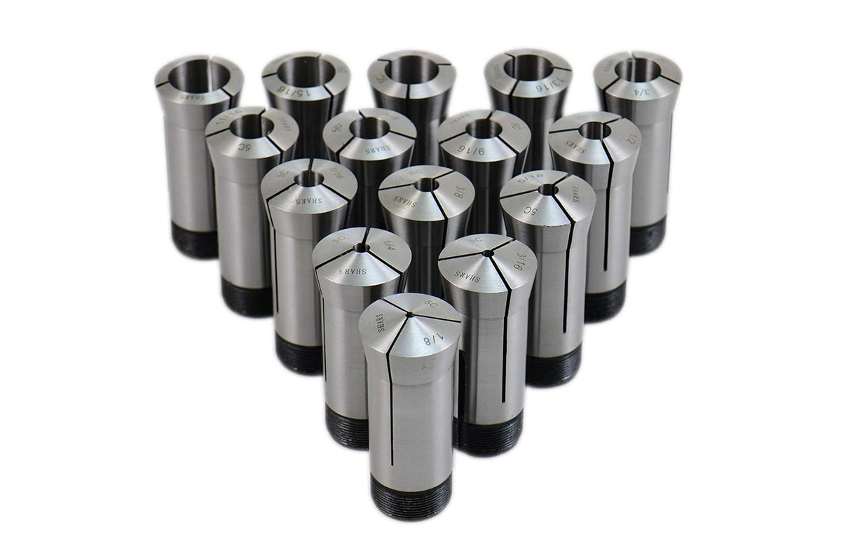 SHARS 15 PC 1/8"-1" by 16ths Precision 5C Collet Set 202-5287 M[
