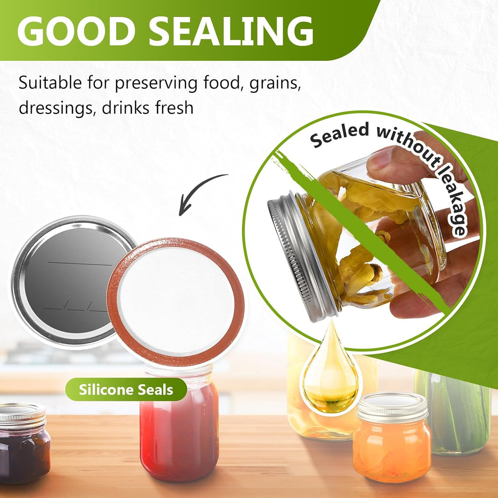 Canning Lids and Rings Regular Mouth, 24Pcs Split Type Metal Mason Jar Lids with Bands for Regular Mouth Ball, Kerr