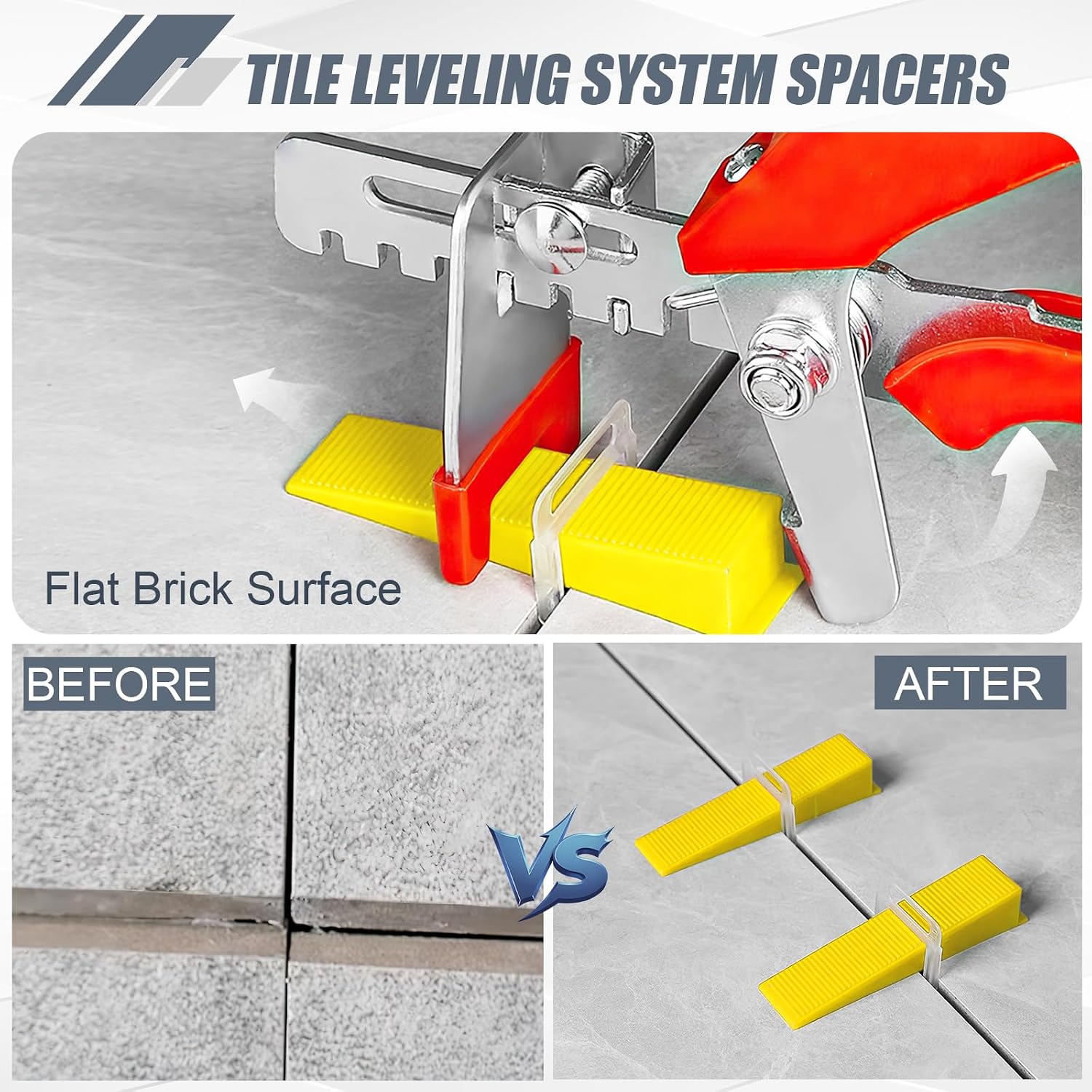 4500pcs Tile Leveling Clips 1/16 Inch Tiles Spacers with Hammer | Tile Leveling System Clips Tiles Leveler Spacers
