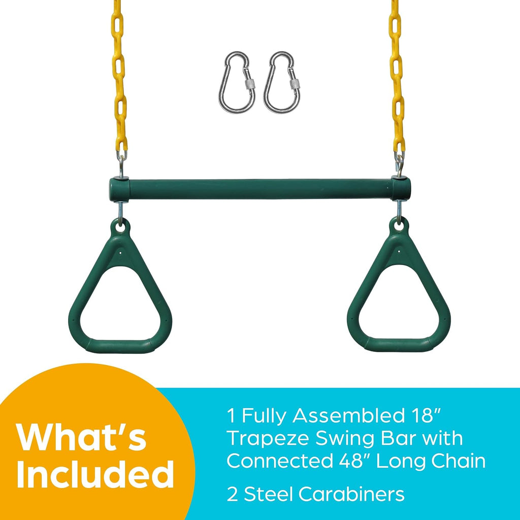 Swing Sets for Backyard, Monkey Bars & Swingset Accessories - Set Includes 18" Trapeze Swing Bar & 48" Heavy Duty