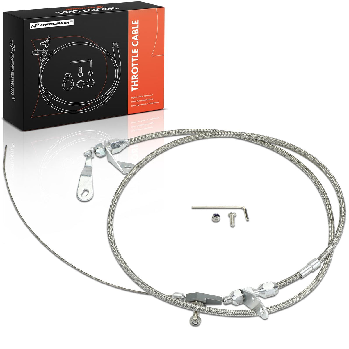 A-Premium Braided Stainless Steel Transmission Kick Down Cable Kit