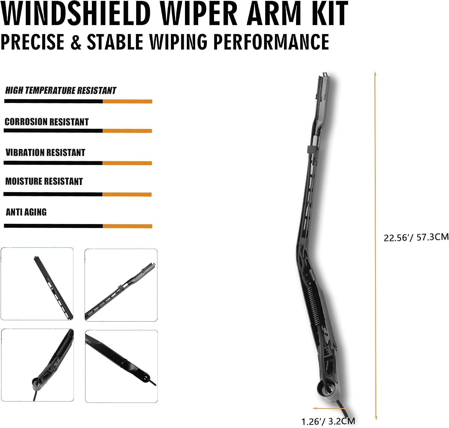 Front Left Windshield Wiper Arm Kit Fits Compatible with Chevrolet GMC 2007-2020 Cheyenne Silverado Sierra 1500 2500