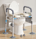Raised Toilet Seat with Handles, Width & Height Adjustable Toilet Seat Risers for Seniors, Heavy Duty 400lbs Elevated