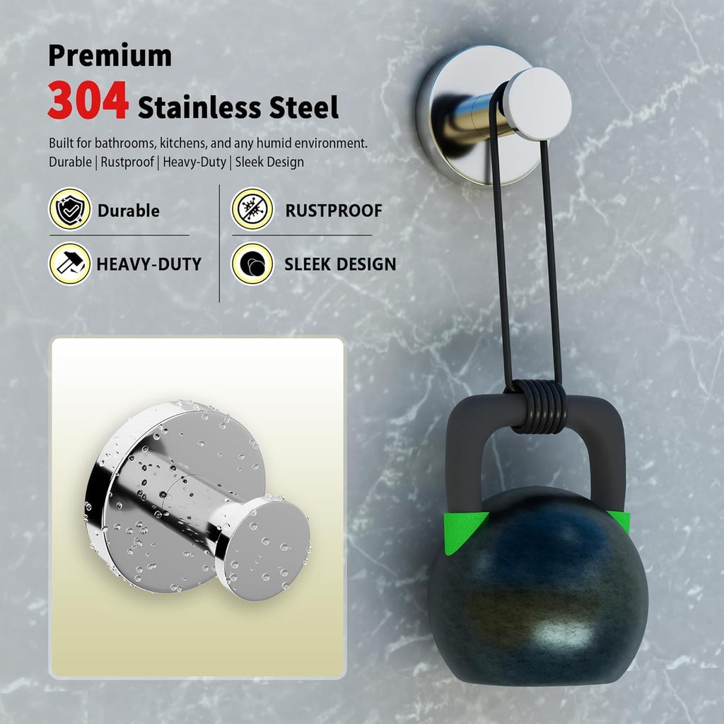 Towel Hooks for Bathrooms, 2 Packs Wall Mount Towel Holder, Stainless Steel Heavy Duty Wall Hooks, Rustproof Door