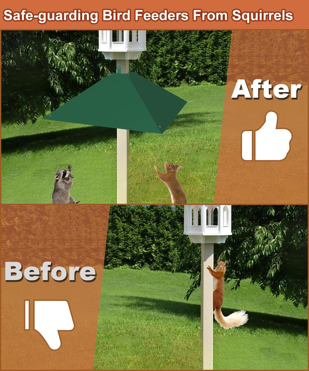 Metal Squirrel Baffle for 4x4 Post, Outside Wooden Pole Mount Squirrel Guards for Bird Feeders, 17 Inch Squirrels