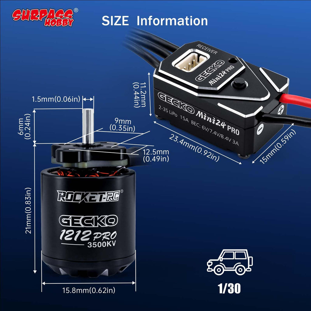 Surpass Hobby 1212 3500KV 8.4V Brushless Motor with 25A Brushless Esc Combo for 1/30 Axial SCX30