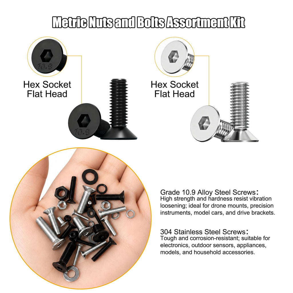 3440pcs Metric Screw Assortment Kit, M2 M3 M4 M5 Machine Screws