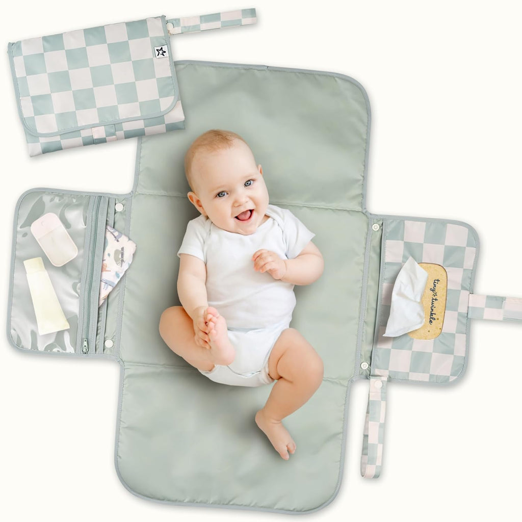 Portable Diaper Changing Pad | Waterproof, Wipeable & Compact Baby Changing Pad for Travel | Smart Wipes Pocket &