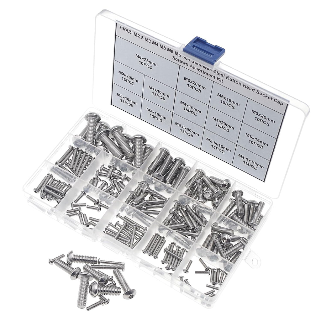 Metric M2.5-M8 304 Stainless Steel Button Head Socket Cap Screw Kit