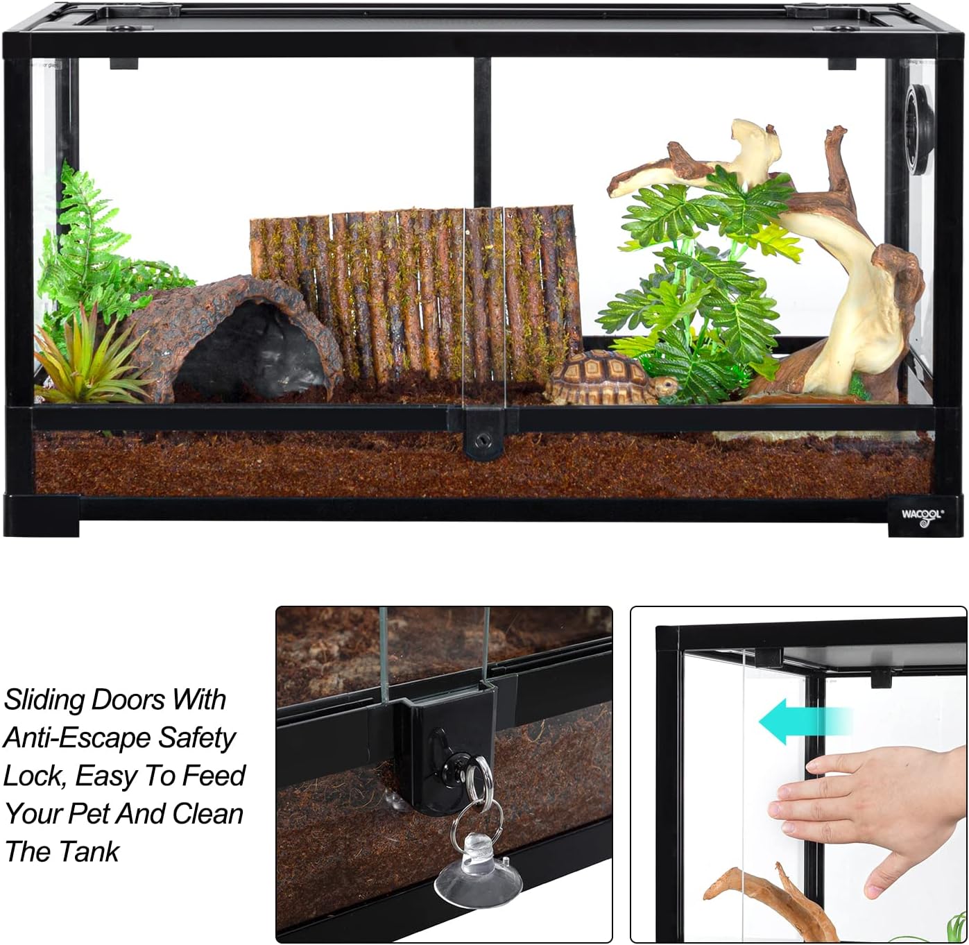 Large Reptile Tank 25 Gallon, 360°Full Vision Glass Reptile Terrarium with Top Mesh Lid for Beaded Dragon Lizard