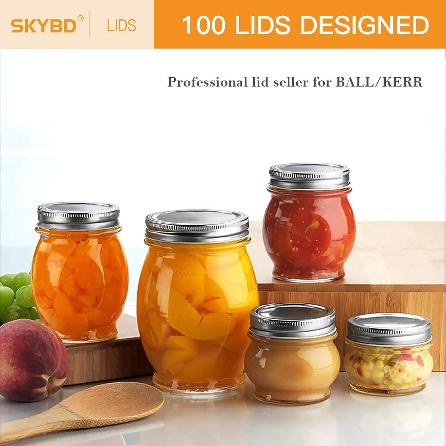 100-Count, WIDE Mouth Canning Lids for Ball, Kerr Jars - Split-Type Metal Mason Jar Lids for Canning - Food Grade