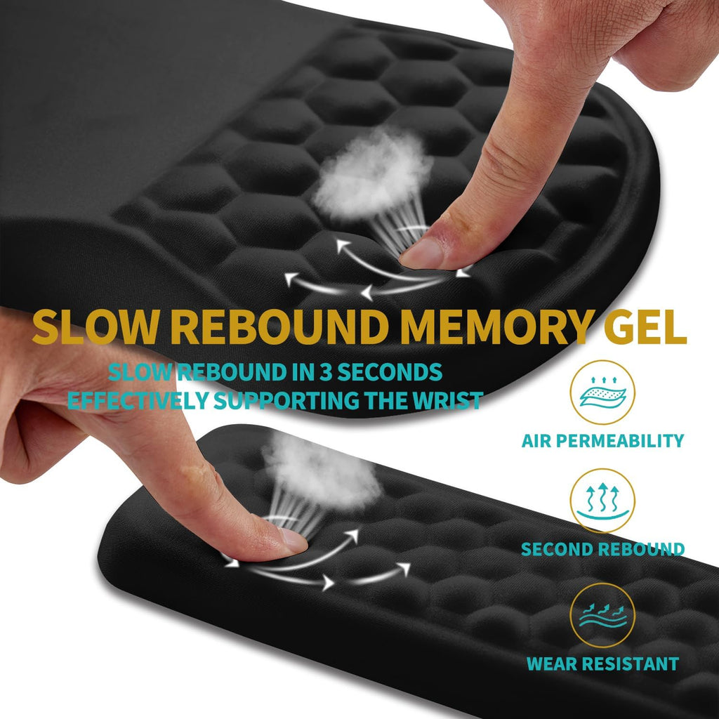 2 in 1 Ergonomic Mouse Pad Wrist Support & Wrist Rest for Computer Keyboard Set, with Relieve Carpal Tunnel Pain