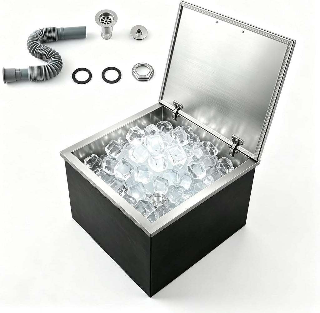 Drop in Ice Chest with Lid Stainless Steel Ice Bin