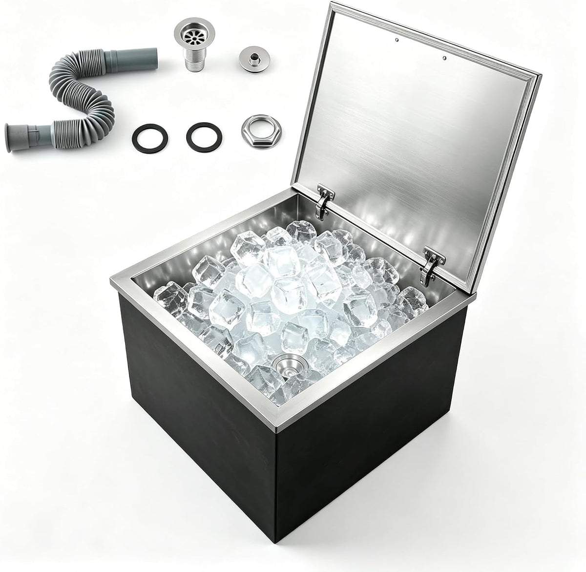 Drop in Ice Chest with Lid Stainless Steel Ice Bin