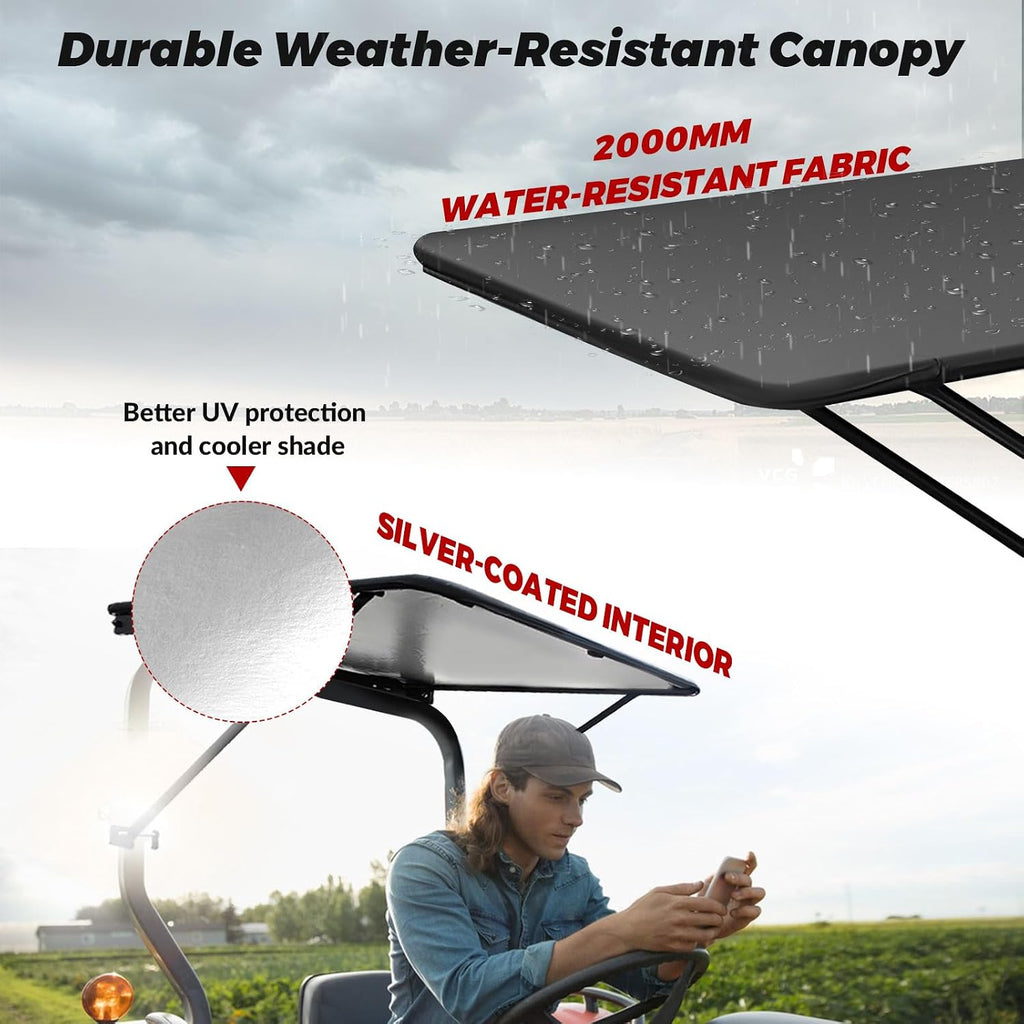 Universal Tractor Canopy for ROPS, UV-Resistant Sunshade | Fits compact tractors, riding mowers, zero-turn mowers and