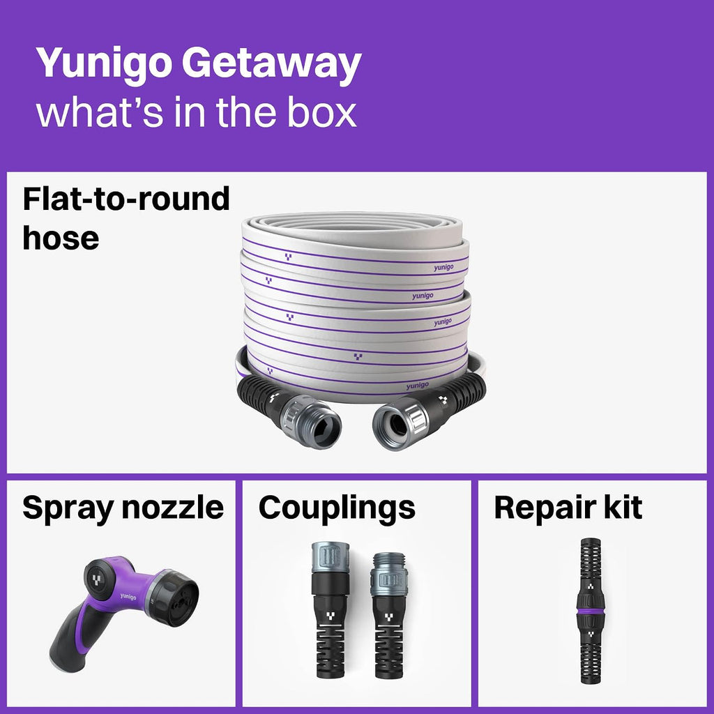 Getaway 25ft Drinking Water Safe Marine & RV Hose – Lightweight, No-Kink, Abrasion-Resistant with Aluminum Fittings