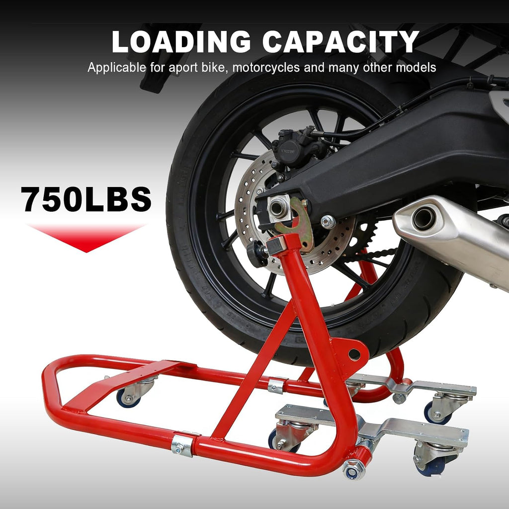 Motorcycle Stand Rear Combo Wheel Lift Stand, 750LBS Capacity Swingarm Paddock Stand for Sport, with 360 Swivel