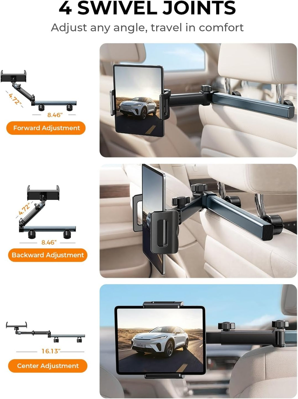 for iPad Holder Car Tablet Mount, Road Trip Essentials Toddler Kids Travel Gifts, Car Accessories for Women Interior