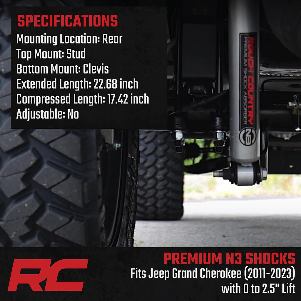 Rough Country 0-2.5" N3 Rear Shocks for 11-22 Jeep Grand Cherokee - 23299_A