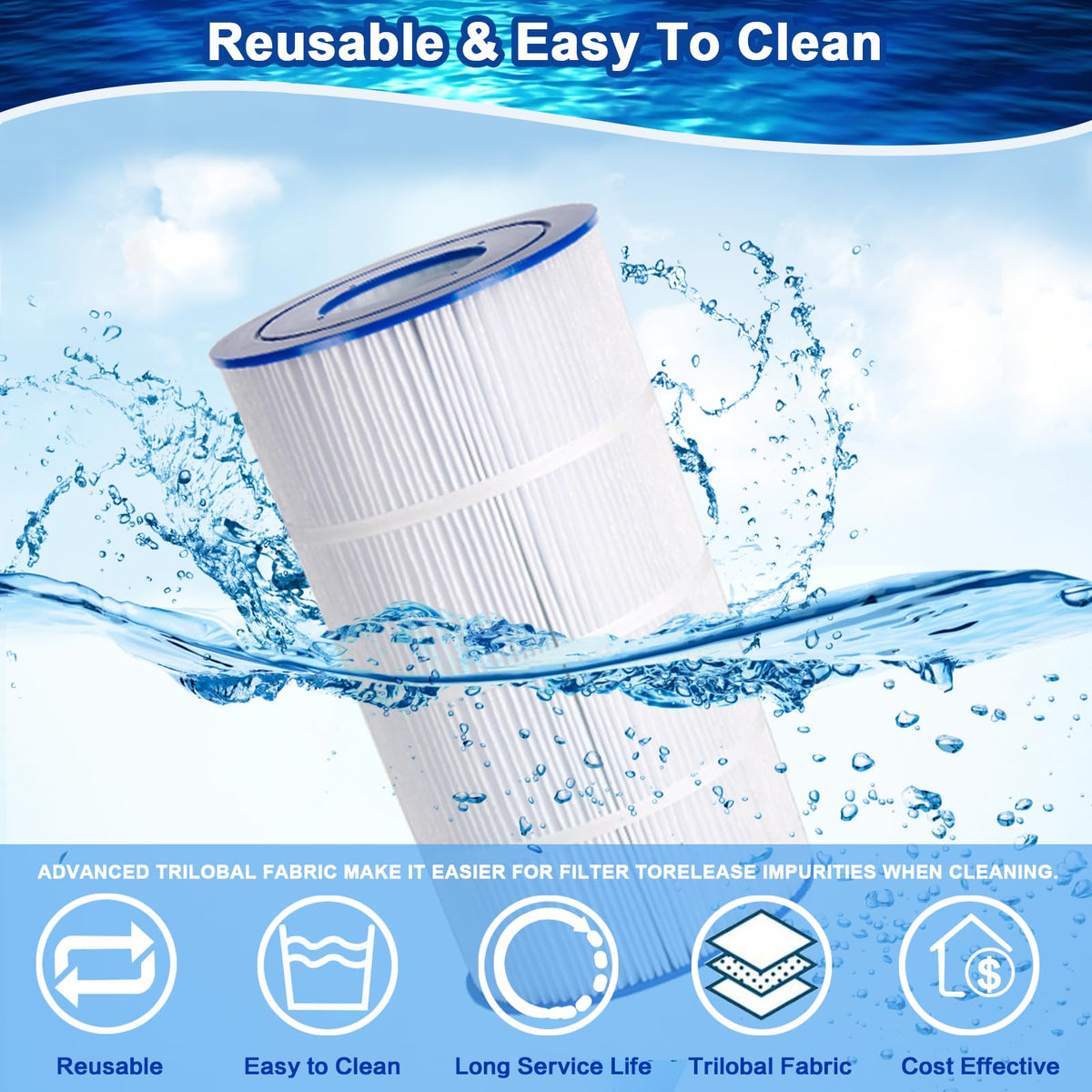 C100S Pool Filter Compatible with Pleatco PA100S, Unicel C-9440