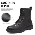 Women’s Combat Boots Lace Up Fall Ankle Booties with Side Zipper Low Heel